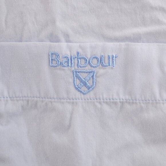 Barbour Cotton Button-Down Large Blue Solid Pocket Shirt Long Sleeve Mens Adult - Picture 4 of 16